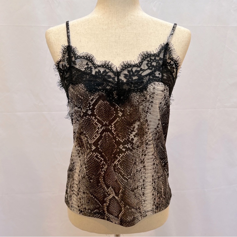 Stretch camisole in snakeskin print with eyelash lace from Zara size 6